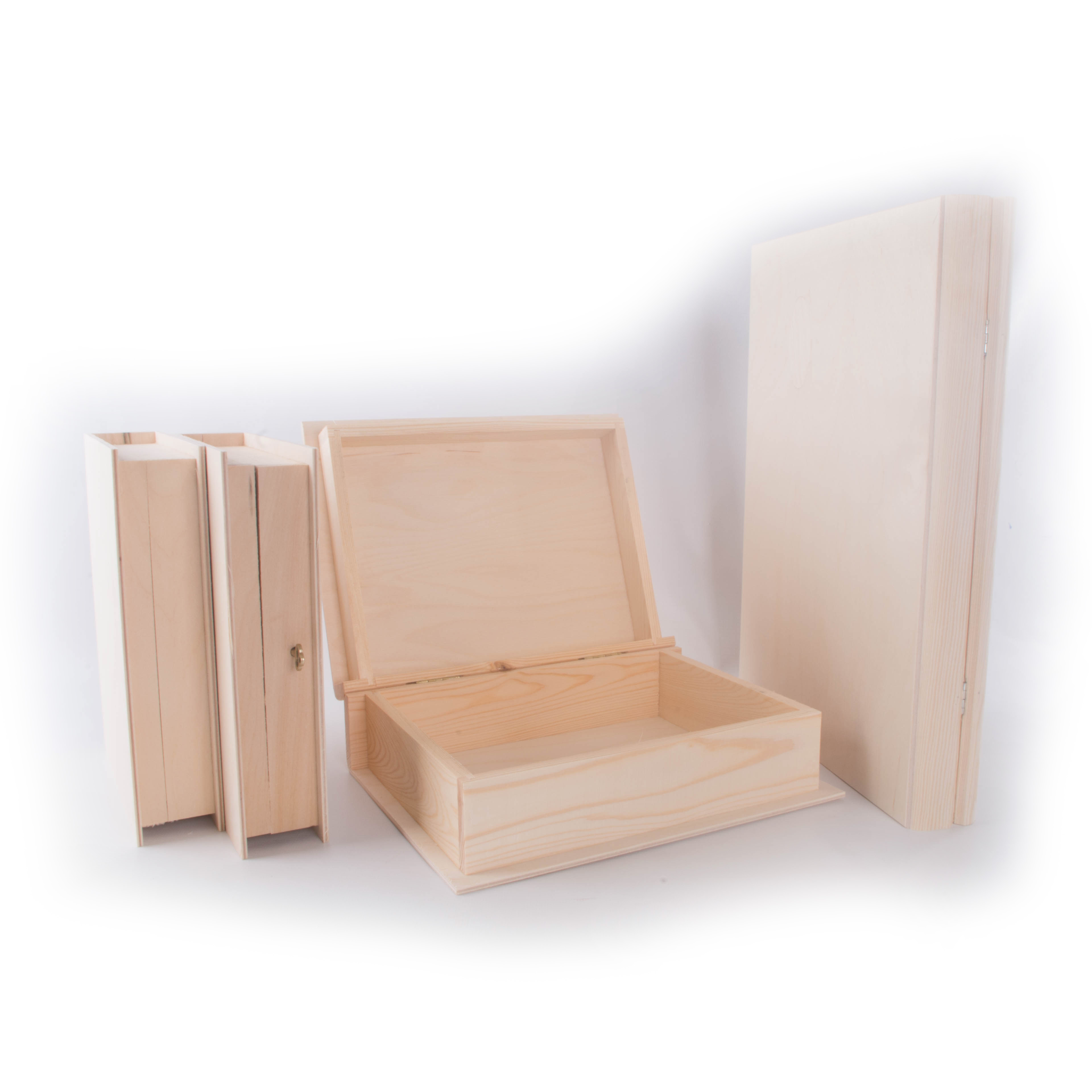 Choice of Wooden Book Shaped Lockable Trinket Boxes /Plain Wood /Decoupage Craft eBay